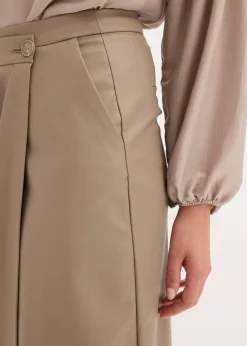 Jupe portefeuille enduite, longueur midi