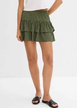 Jupe étagée en crêpe texturé