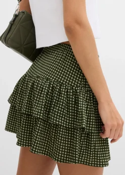 Jupe étagée en crêpe texturé