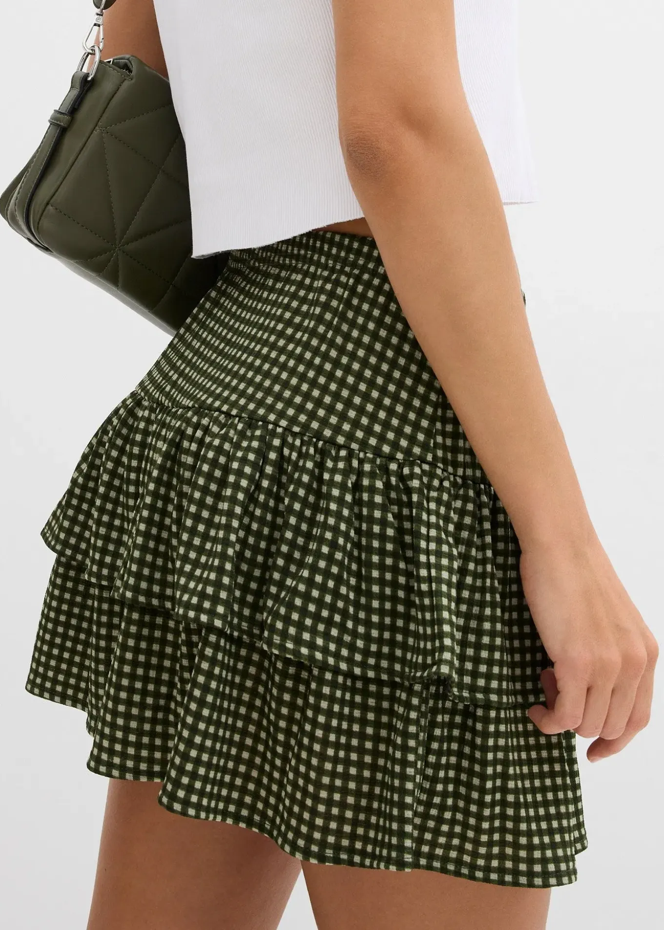 Jupe étagée en crêpe texturé