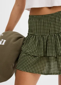 Jupe étagée en crêpe texturé