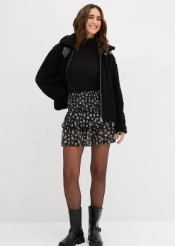 Jupe étagée en crépon texturé