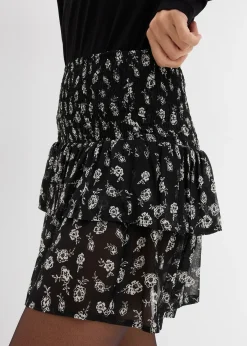 Jupe étagée en crépon texturé