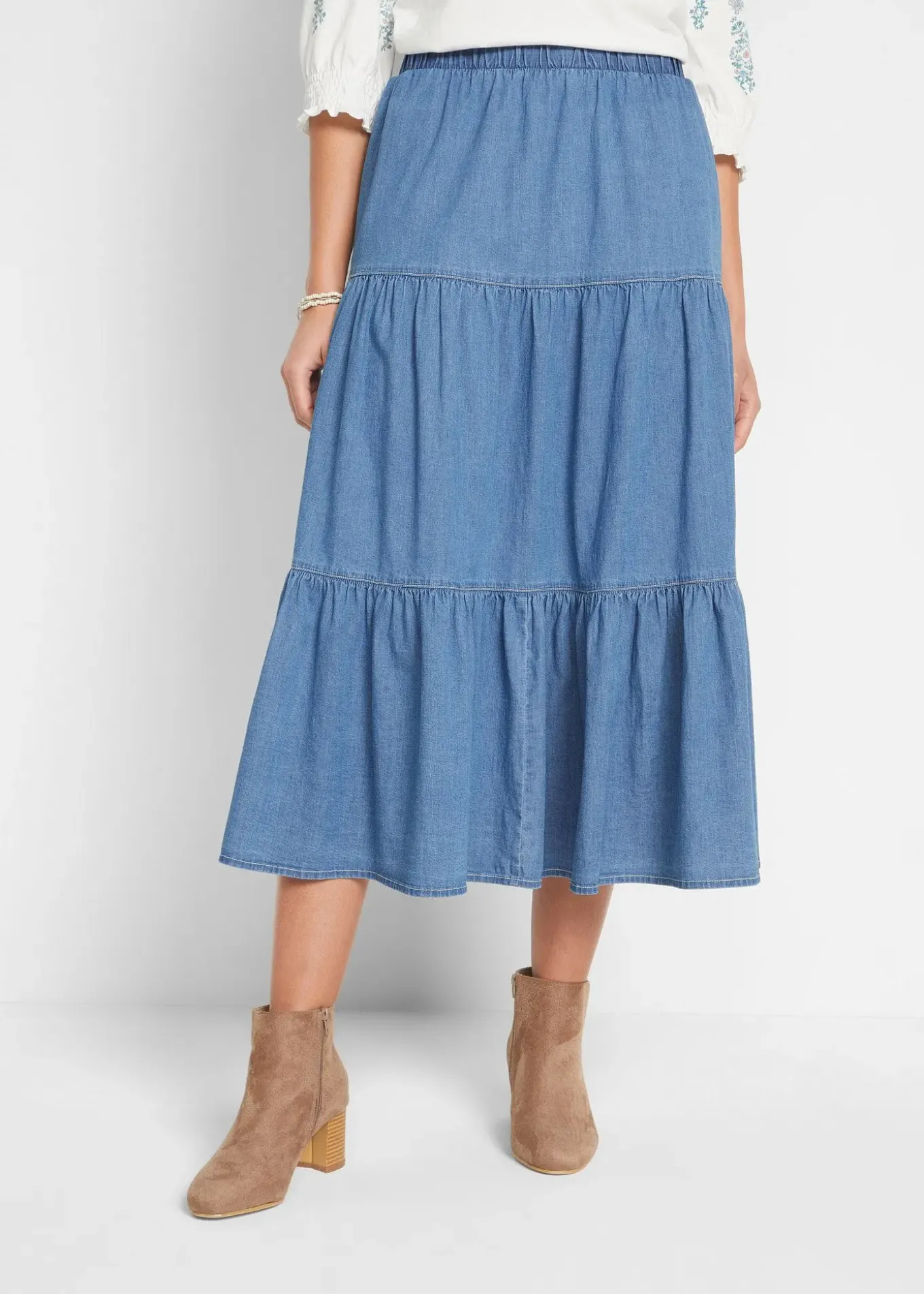 Jupe étagée en jean