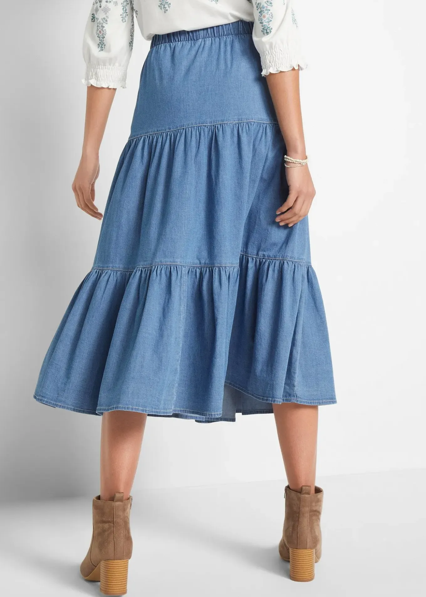 Jupe étagée en jean