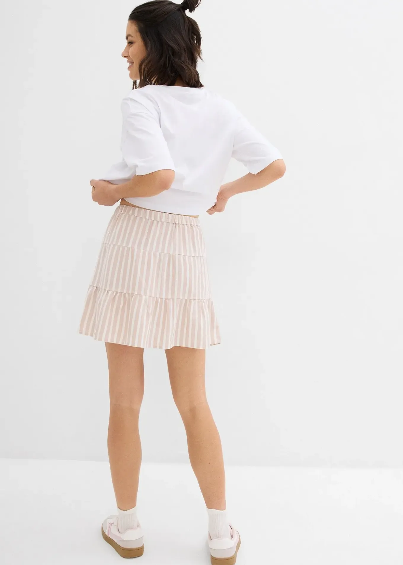 Jupe étagée et légère en lin mélangé