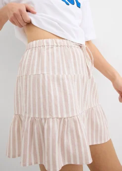 Jupe étagée et légère en lin mélangé