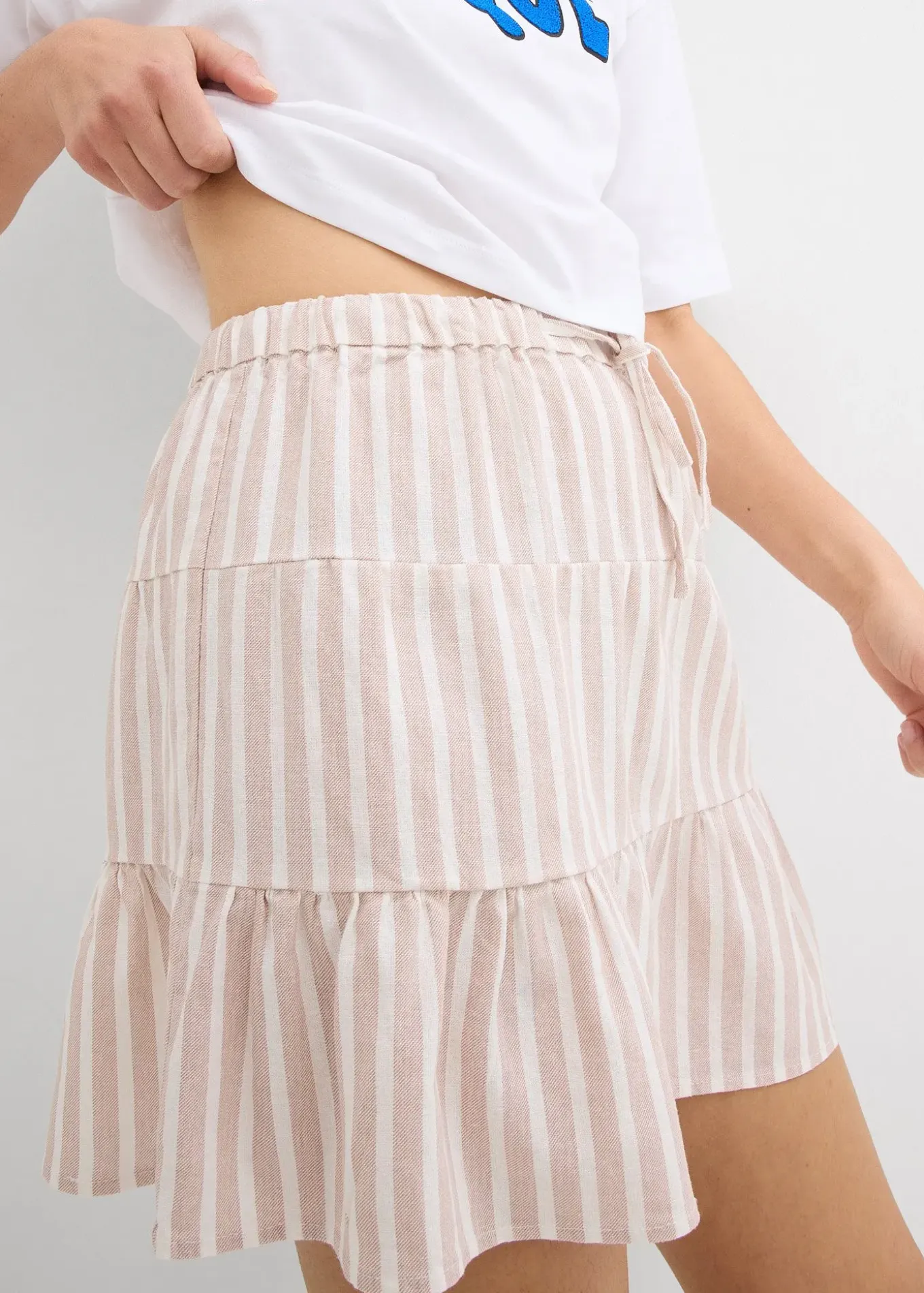 Jupe étagée et légère en lin mélangé