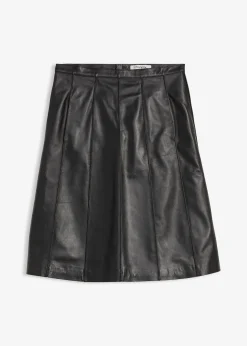 Jupe évasée en cuir d’agneau nappa