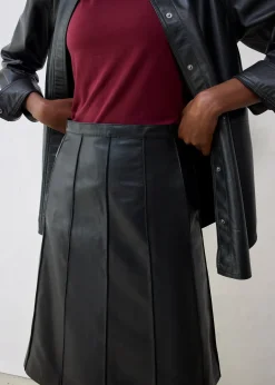 Jupe évasée en cuir d’agneau nappa