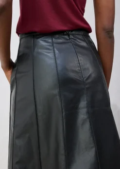 Jupe évasée en cuir d’agneau nappa
