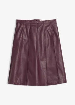 Jupe évasée en cuir d’agneau nappa