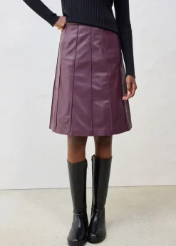 Jupe évasée en cuir d’agneau nappa