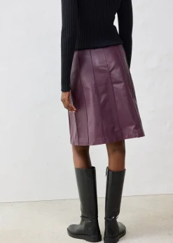 Jupe évasée en cuir d’agneau nappa
