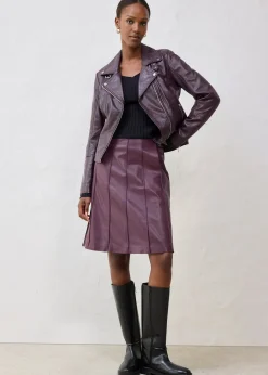 Jupe évasée en cuir d’agneau nappa