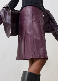 Jupe évasée en cuir d’agneau nappa