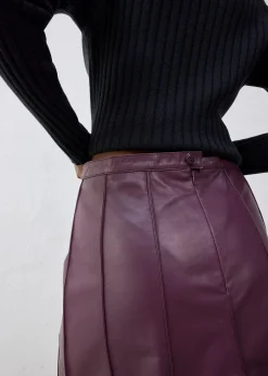 Jupe évasée en cuir d’agneau nappa