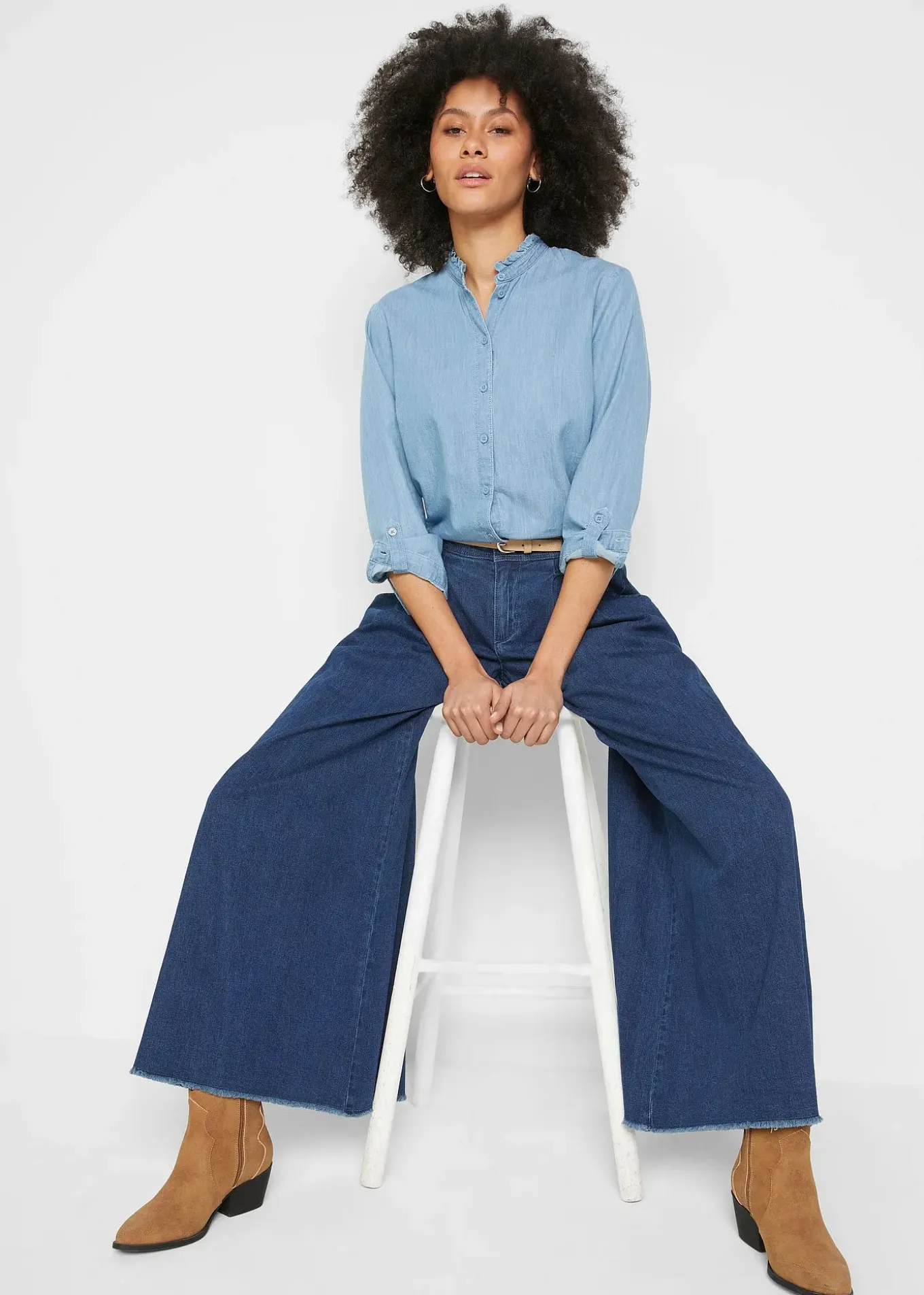 Jupe-culotte ample en jean