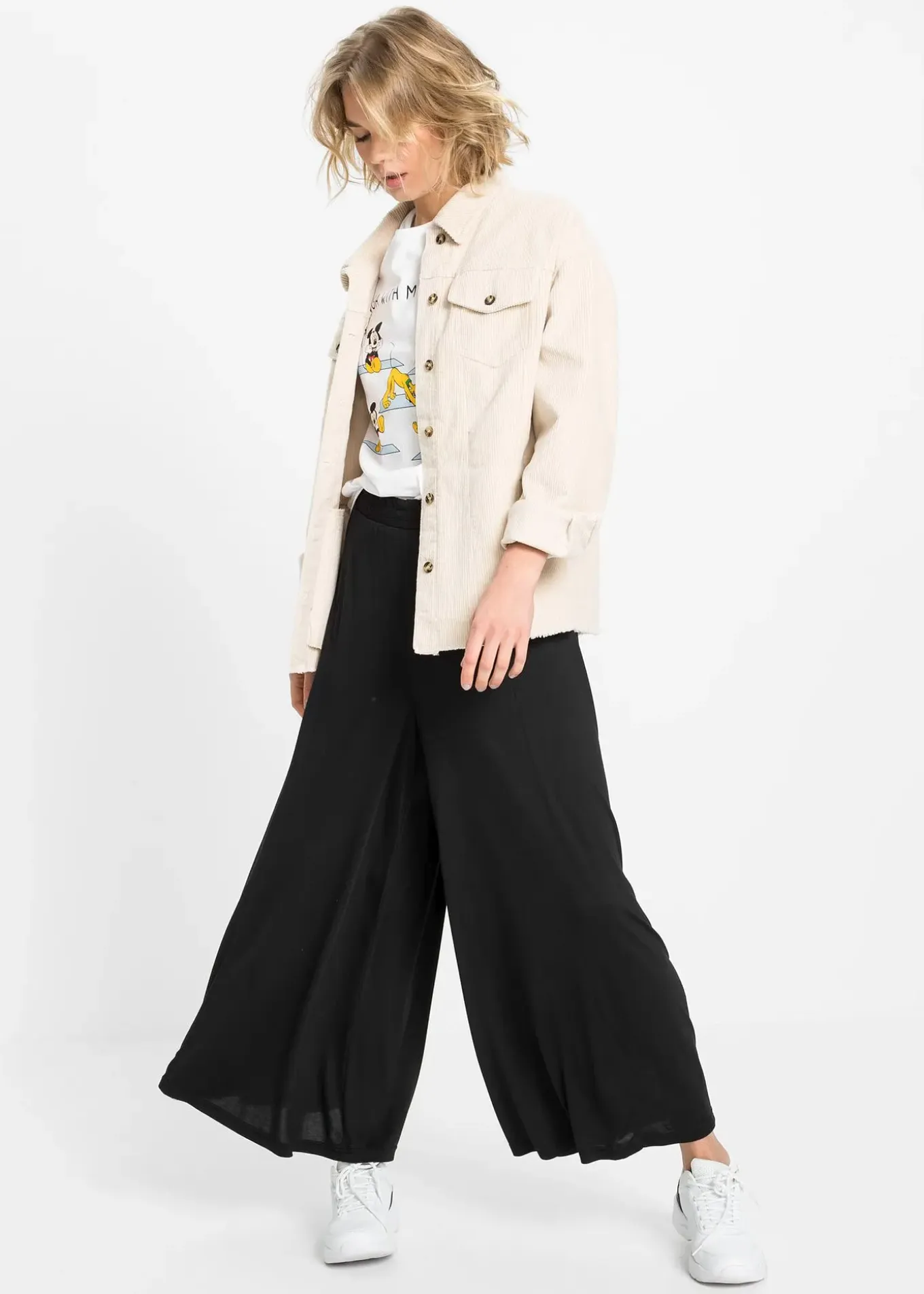 Jupe-culotte en jersey, jambes larges