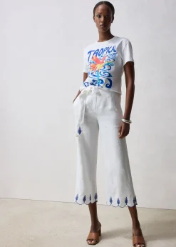 Jupe-culotte en lin avec ceinture (ens. 2 pces)