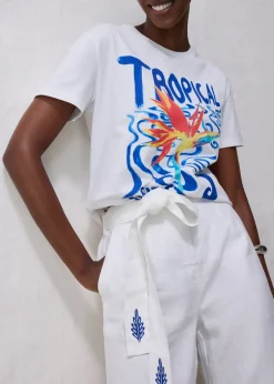 Jupe-culotte en lin avec ceinture (ens. 2 pces)