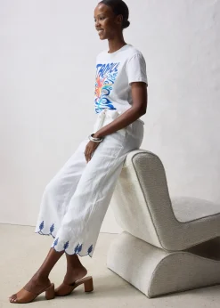 Jupe-culotte en lin avec ceinture (ens. 2 pces)