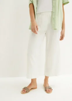 Jupe-culotte en lin, longueur mollet