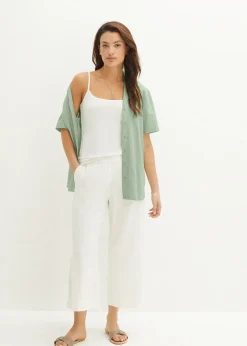 Jupe-culotte en lin, longueur mollet