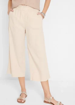 Jupe-culotte en lin, longueur mollet