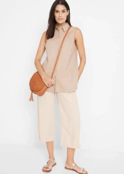 Jupe-culotte en lin, longueur mollet