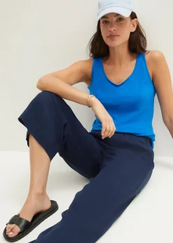 Jupe-culotte en lin, longueur mollet