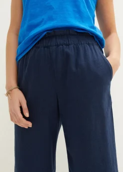 Jupe-culotte en lin, longueur mollet