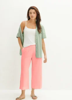 Jupe-culotte en lin, longueur mollet