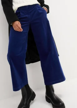 Jupe-culotte en velours côtelé stretch avec taille haute confortable, longueur 7/8