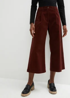 Jupe-culotte en velours côtelé stretch avec taille haute confortable, longueur 7/8