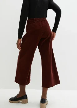 Jupe-culotte en velours côtelé stretch avec taille haute confortable, longueur 7/8