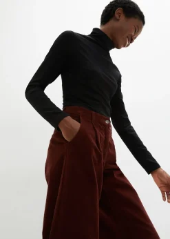 Jupe-culotte en velours côtelé stretch avec taille haute confortable, longueur 7/8