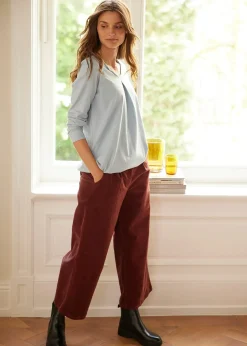 Jupe-culotte en velours côtelé stretch avec taille haute confortable, longueur 7/8