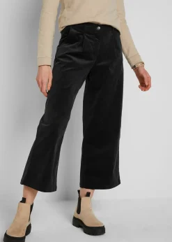 Jupe-culotte en velours côtelé stretch avec taille haute confortable, longueur 7/8