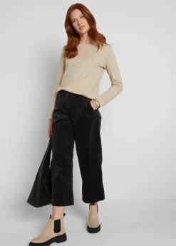 Jupe-culotte en velours côtelé stretch avec taille haute confortable, longueur 7/8
