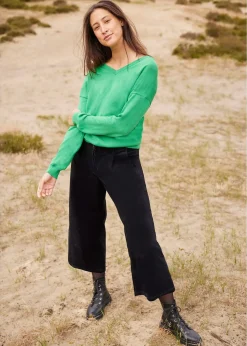 Jupe-culotte en velours côtelé stretch avec taille haute confortable, longueur 7/8