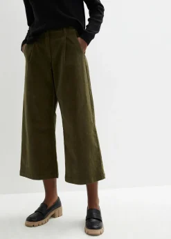 Jupe-culotte en velours côtelé stretch avec taille haute confortable, longueur 7/8