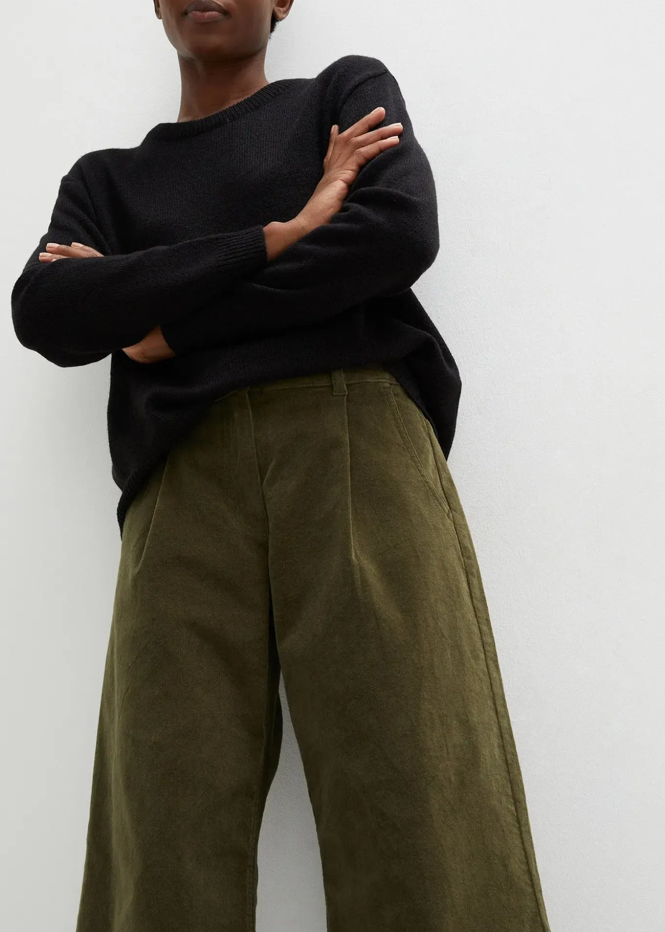 Jupe-culotte en velours côtelé stretch avec taille haute confortable, longueur 7/8