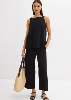 Jupe-culotte en viscose mélangée à taille élastiquée