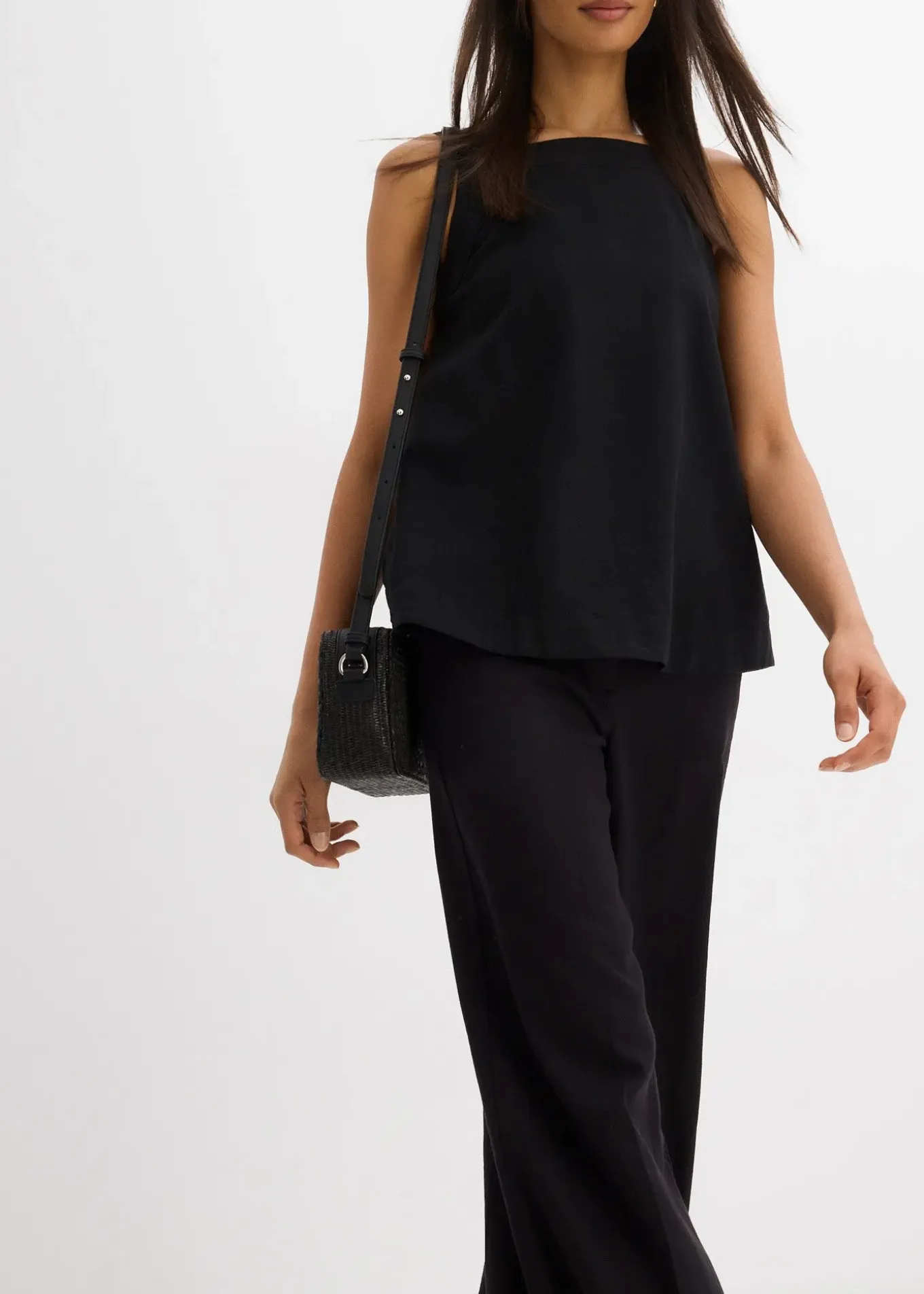 Jupe-culotte en viscose mélangée à taille élastiquée