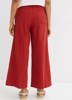 Jupe-culotte en viscose mélangée à taille élastiquée