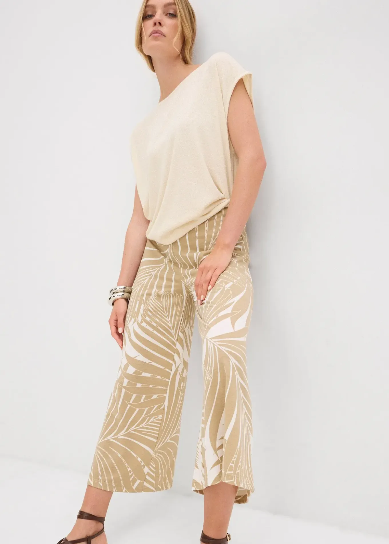 Jupe-culotte fluide en viscose mélangée