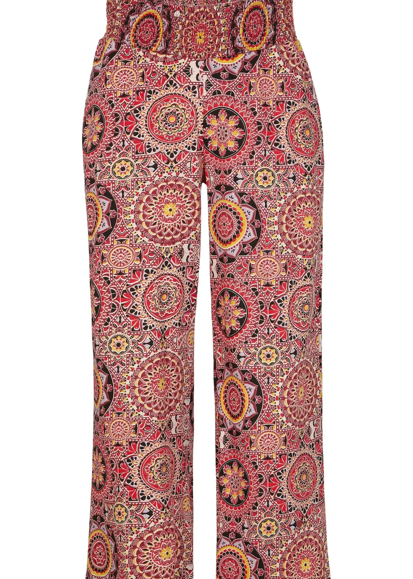 Jupe-culotte large en jersey avec large taille smokée, longueur 7/8