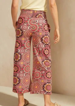 Jupe-culotte large en jersey avec large taille smokée, longueur 7/8