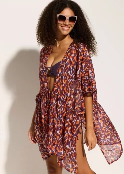 Kimono de plage avec détail à nouer